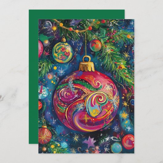 Carte de Noël colorée (Devant / Derrière)