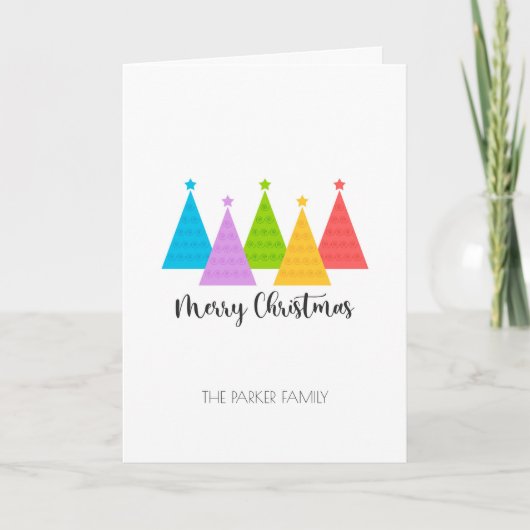 Carte de Noël colorée Arbres de Noël (Devant)