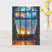 Carte de Noël colorée avec grande fenêtre (Fleur jaune)