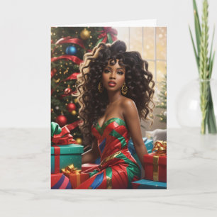 Carte de Noël colorée de diva afro-américaine