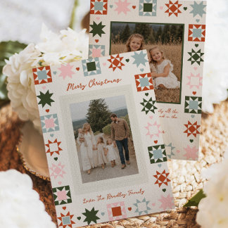 Carte de Noël colorée en quilt
