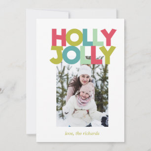 Carte de Noël colorée Holly Jolly Photo