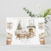 Carte de Noël confortable avec photo et aquarelle  (Debout devant)