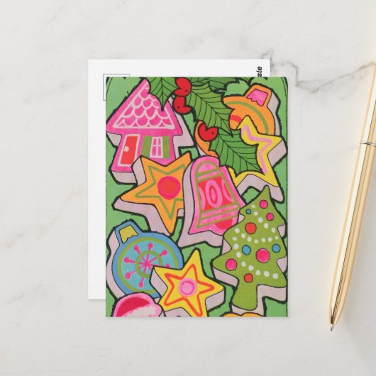 carte de Noël cookie rétro vintage (Devant/Arrière en situation)