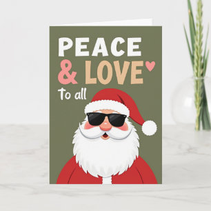 Carte de Noël Cool Santa Paix Amour