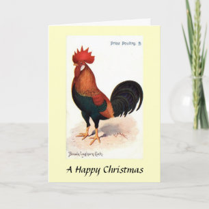 Carte de Noël - Coq Leghorn Brown
