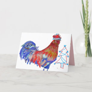 Carte de Noël Coq-Mus joyeux