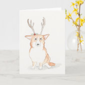 Carte de Noël Corgi (Fleur jaune)