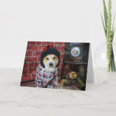 Carte de Noël Corgi de bois (Devant)