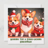 Carte de Noël Corgi personnalisable (Devant)