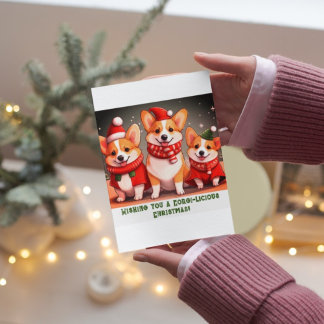 Carte de Noël Corgi personnalisable