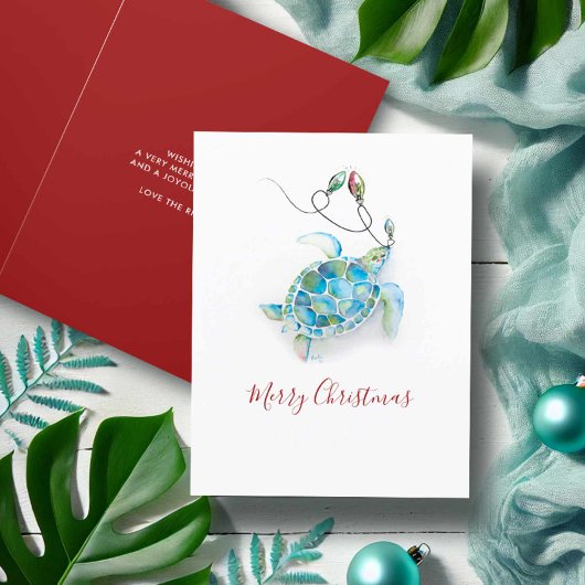 Carte de Noël côtière à l'aquarelle