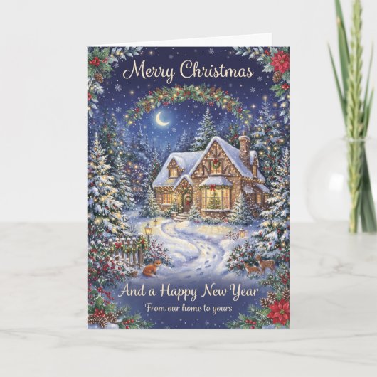 Carte de Noël Cottage enneigé (Devant)