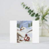 Carte de Noël Cottage et Lapin (Debout devant)