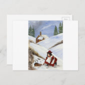 Carte de Noël Cottage et Lapin (Devant / Derrière)