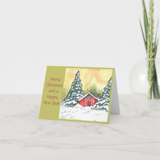 Carte de Noël Cottage Scène d'hiver (Devant)