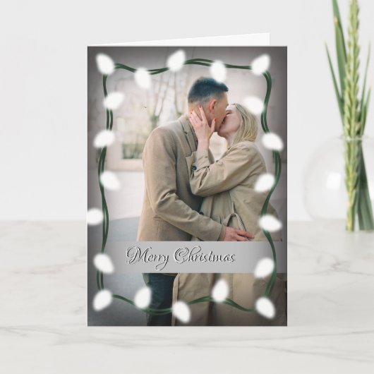 Carte de Noël Couple avec lumières blanches (Devant)