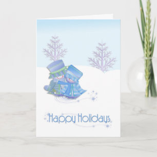 Carte de Noël Couple de neige