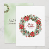 Carte de Noël Couronne de fleurs à l'aquarelle bot (Devant / Derrière)