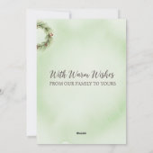 Carte de Noël Couronne de fleurs à l'aquarelle bot (Dos)