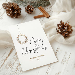 Carte de Noël Couronne Minimaliste