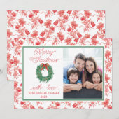 Carte de Noël Couronne Ruban Toile (Devant / Derrière)