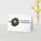 Carte de Noël couronne Thin Blue Line (Fleur jaune)