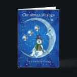 Carte de Noël, Cousin Christmas, Snowman sur la M<br><div class="desc">Carte de Noël,  Cousin Christmas,  Snowman on the Moon</div>