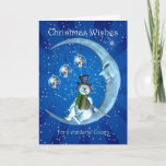 Carte de Noël, Cousin Christmas, Snowman sur la M<br><div class="desc">Carte de Noël,  Cousin Christmas,  Snowman on the Moon</div>