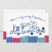 Carte de Noël couture en tissu de machine (Devant / Derrière)