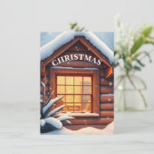 Carte de Noël Cozy Window avec Chute de Neige (Debout devant)