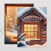 Carte de Noël Cozy Window avec Chute de Neige (Devant / Derrière)
