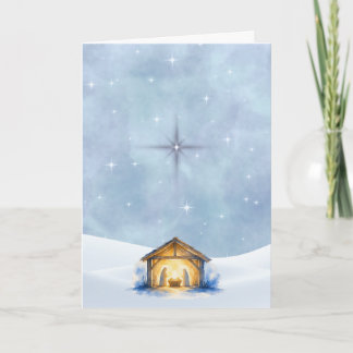 Carte de Noël crèche et étoile de Noël