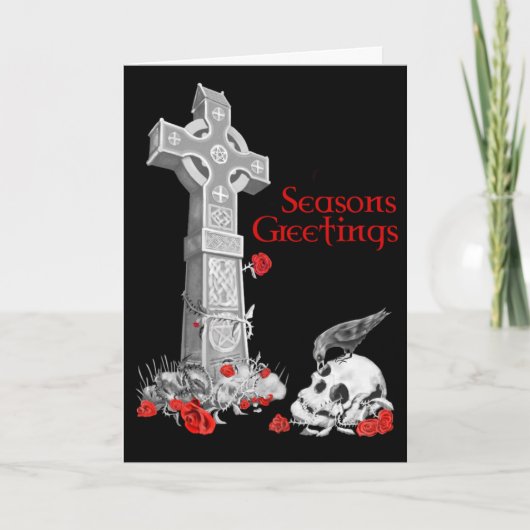 Carte de Noël Croix celtique et Corbeau (Devant)