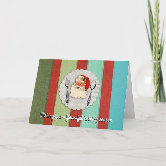 Carte de Noël culinaire à la fourchette Père Noël (Devant)