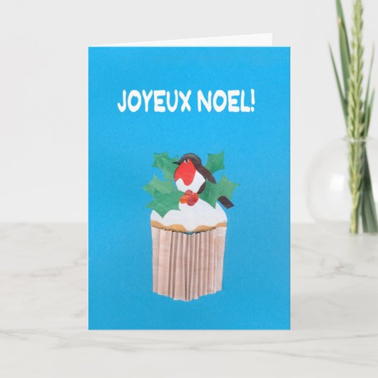 Carte de Noël, Cupcake français avec Robin (Devant)