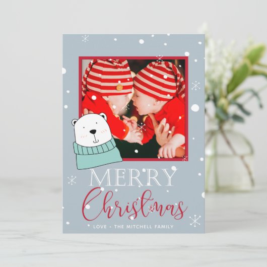 Carte de Noël Cute Bear (Debout devant)