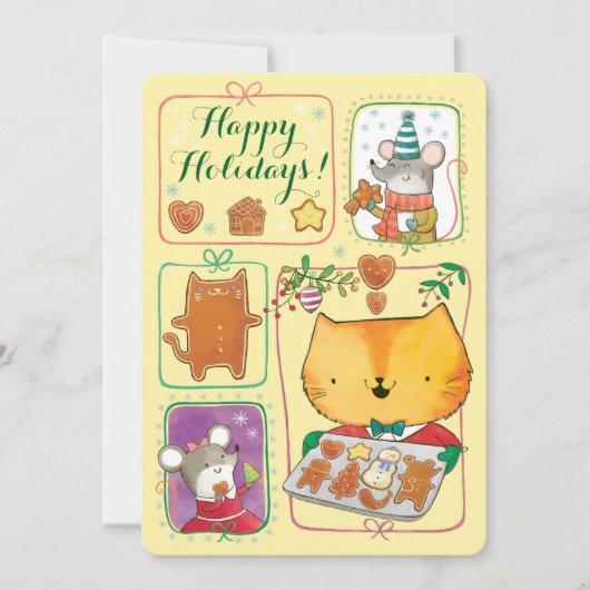Carte de Noël Cute chat et souris (Devant)