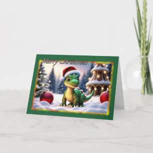 Carte de Noël Cute Dinosaur