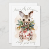 Carte de Noël Cute Kangaroo Jolly (Devant / Derrière)