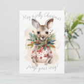 Carte de Noël Cute Kangaroo Jolly (Debout devant)
