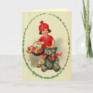 Carte de Noël Cute Kid Vintage