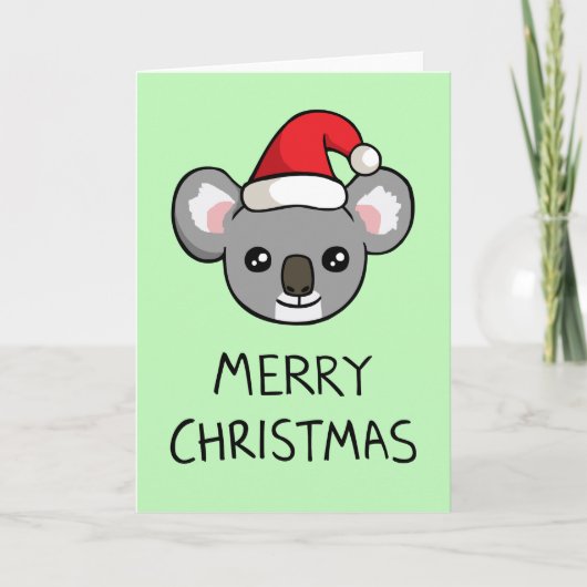 Carte de Noël Cute Koala Santa Hat Dessin Joyeux (Devant)