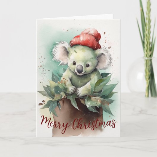 Carte de Noël Cute Koala Watercolor (Devant)