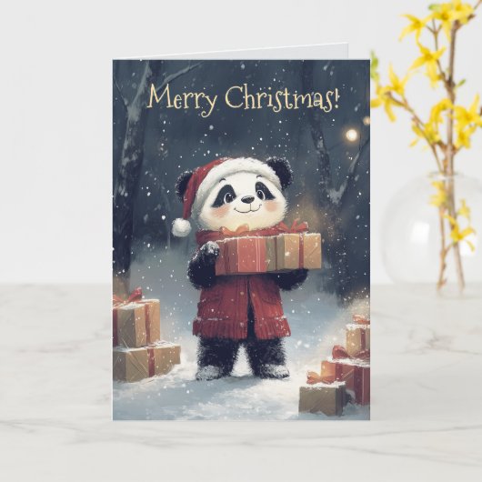 Carte de Noël Cute Panda (Fleur jaune)