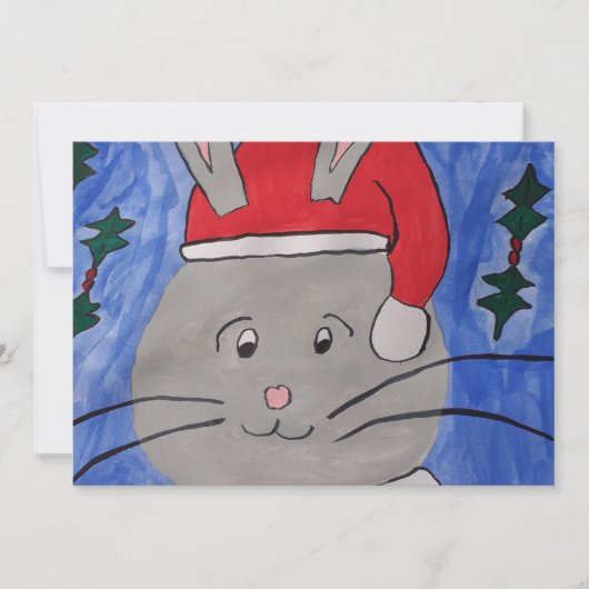 Carte de Noël Cute Père Noël Bunny Flat (Devant)