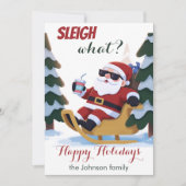 Carte De Noël Cute Retro Père Noël Et Sleigh (Devant)