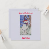 Carte de Noël Cute Snowman (Devant/Arrière en situation)
