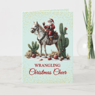 Carte de Noël Cute Southwest Cowboy Père Noël