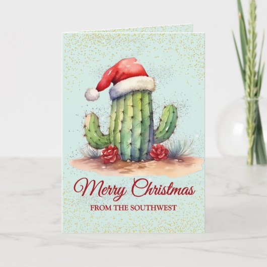 Carte de Noël Cute Southwest Dessert Cactus (Devant)